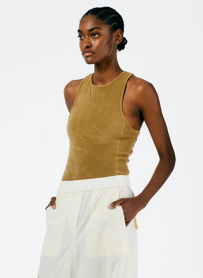 Terry Crewneck Racerback Bodysuit - Cumin