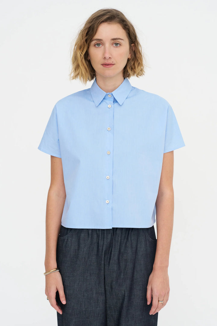 Cropt Blue Shirt - Sky Blue