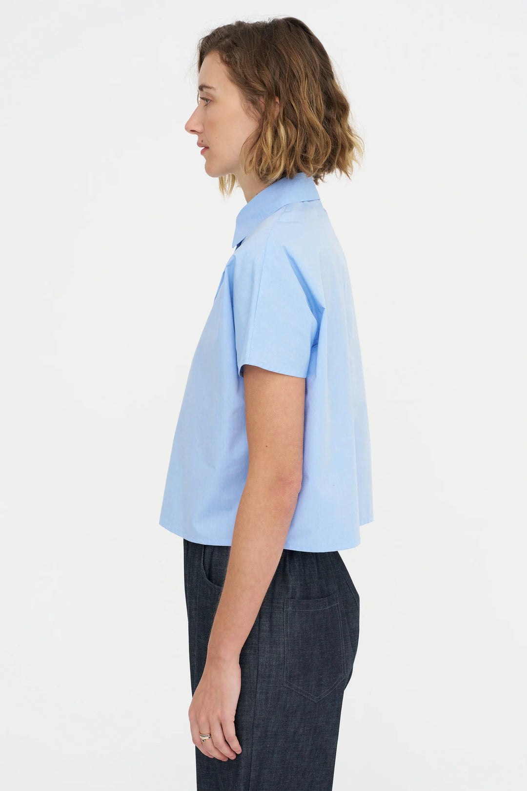 Cropt Blue Shirt - Sky Blue
