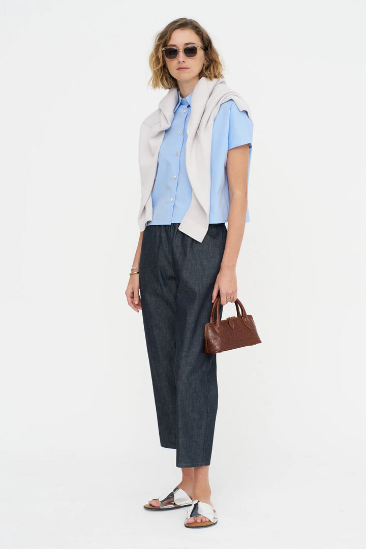 Cropt Blue Shirt - Sky Blue