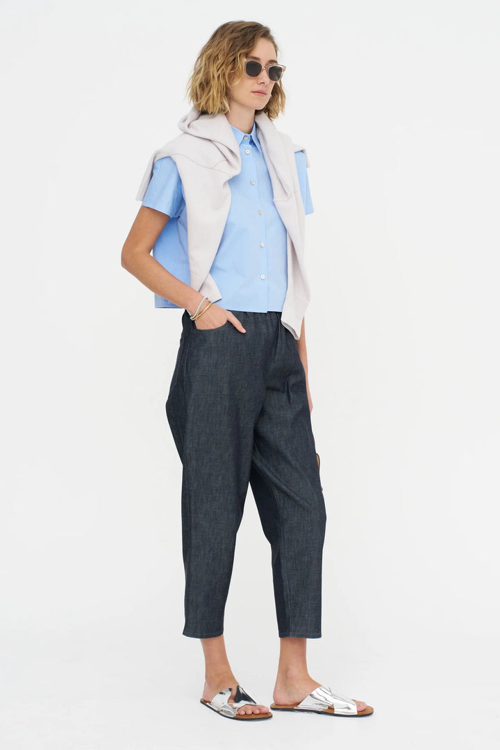 Cropt Blue Shirt - Sky Blue