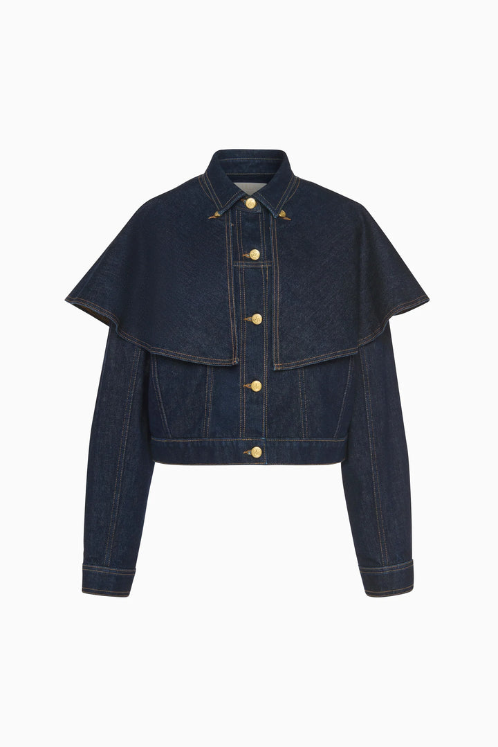 The Agata Denim Cape Jacket - Indigo Wash