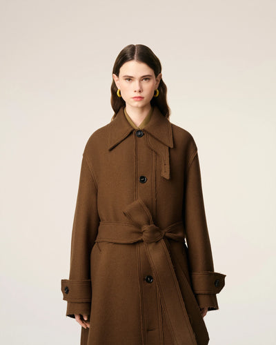 Wool Belted Mac - Hazelnut