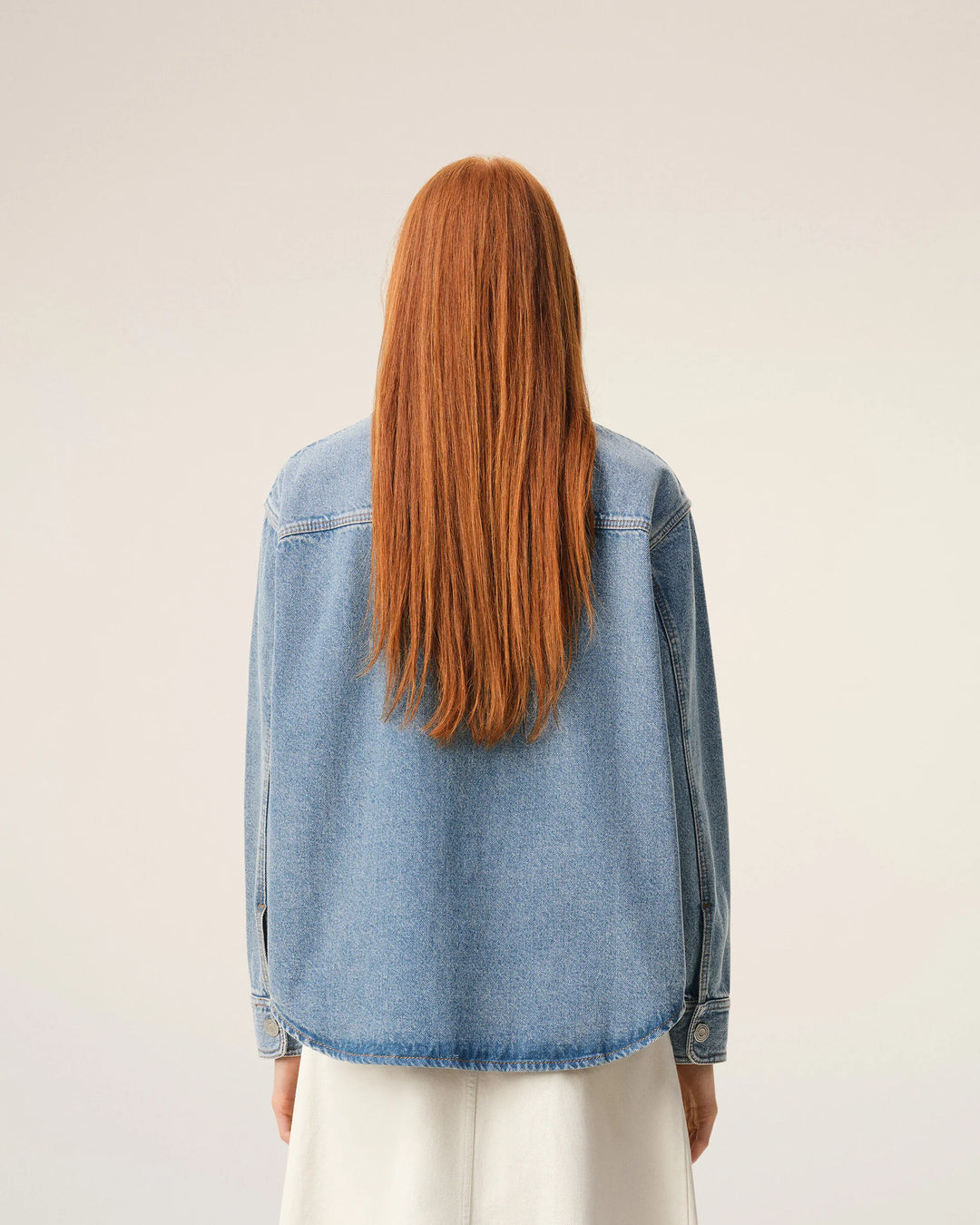 Overshirt with Knitted AMI logo - Medium Blue