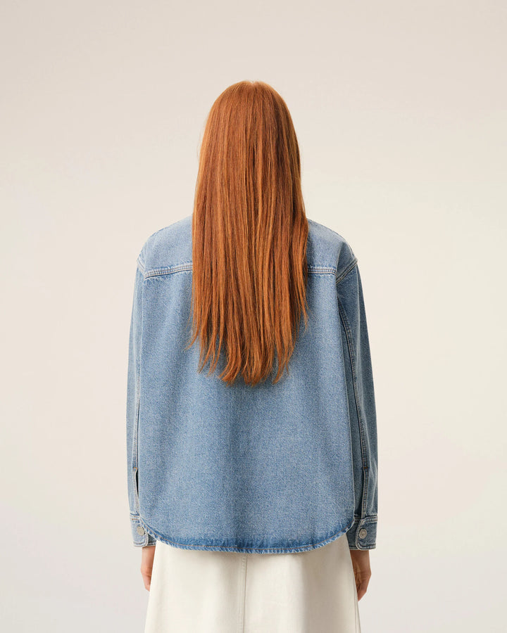 Overshirt with Knitted AMI logo - Medium Blue