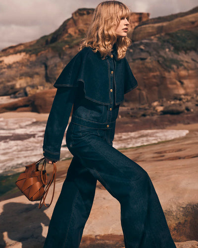 The Agata Denim Cape Jacket - Indigo Wash