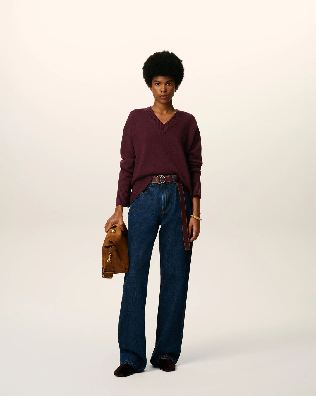 Wool Ami De Coeur V Neck Sweater - Burgundy