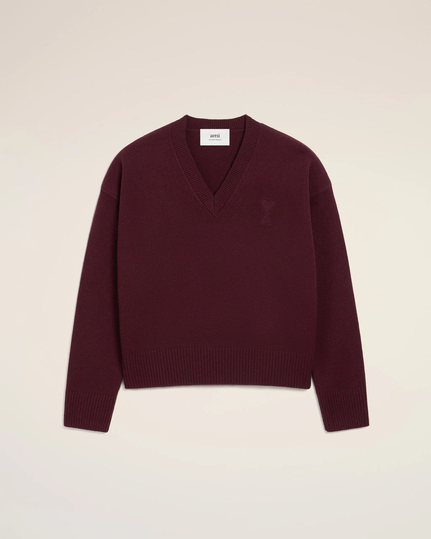 Wool Ami De Coeur V Neck Sweater - Burgundy