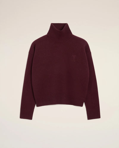 Wool Ami De Coeur Funnel Neck Sweater - Burgundy