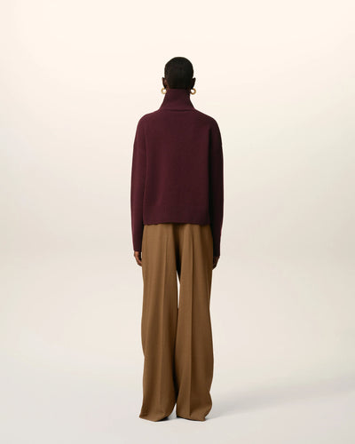 Wool Ami De Coeur Funnel Neck Sweater - Burgundy