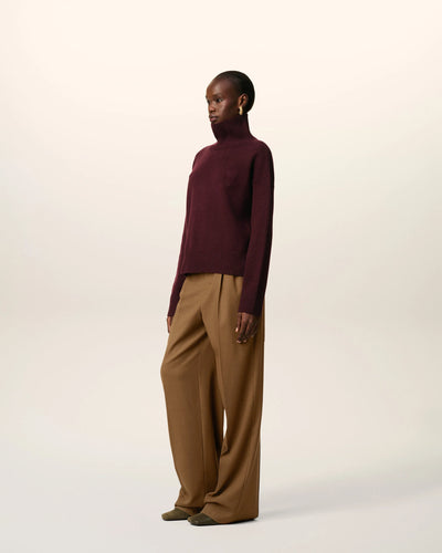 Wool Ami De Coeur Funnel Neck Sweater - Burgundy