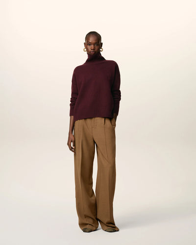 Wool Ami De Coeur Funnel Neck Sweater - Burgundy