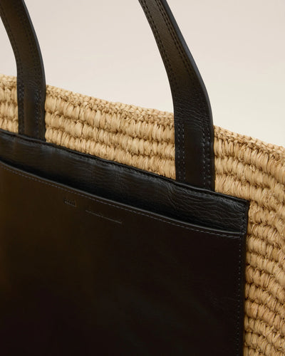 Beige Leather Rafia Ami Paris Tote Bag - Natural