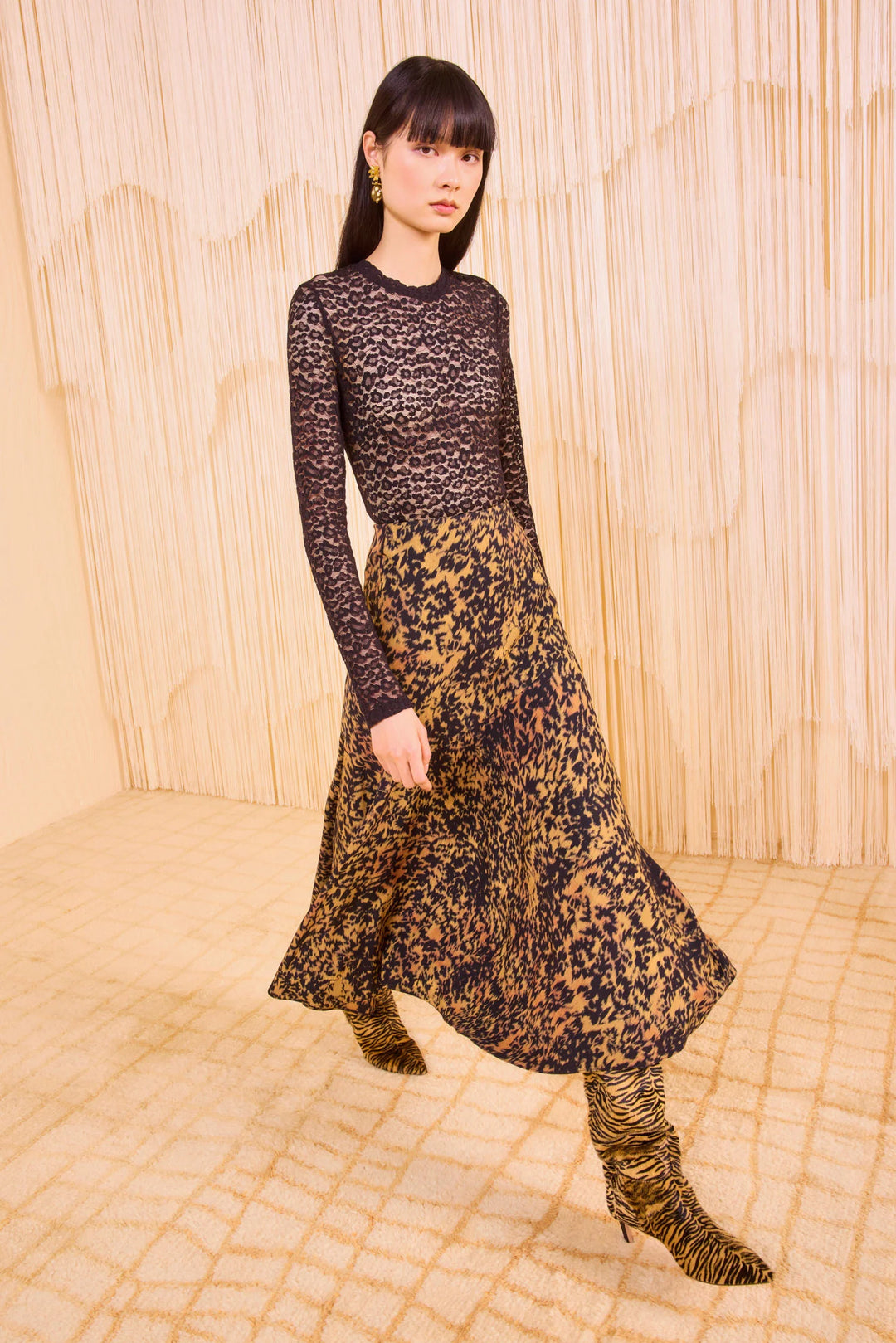 Chesca High Waisted Bias Skirt - Savannah