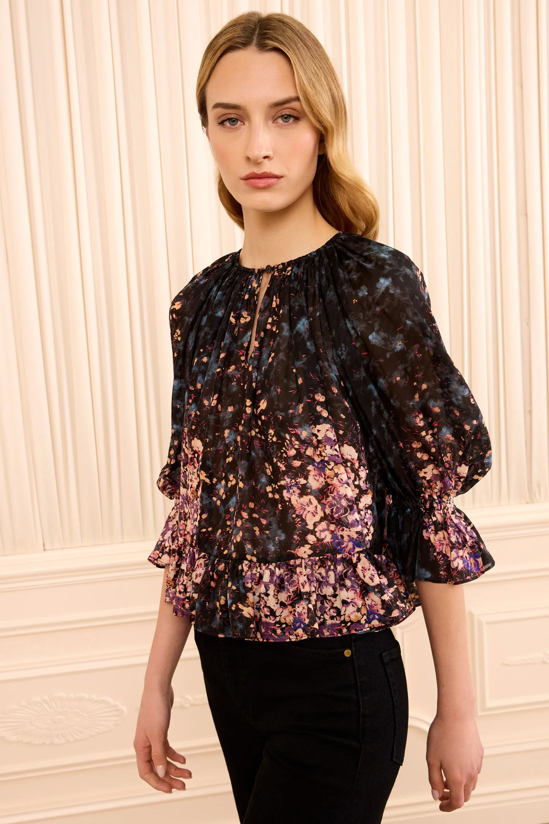 Elise Silk Blouse - Black Multi
