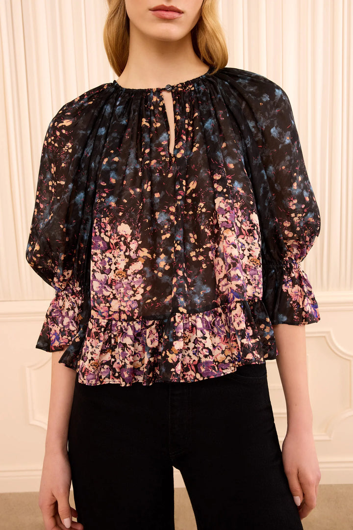 Elise Silk Blouse - Black Multi