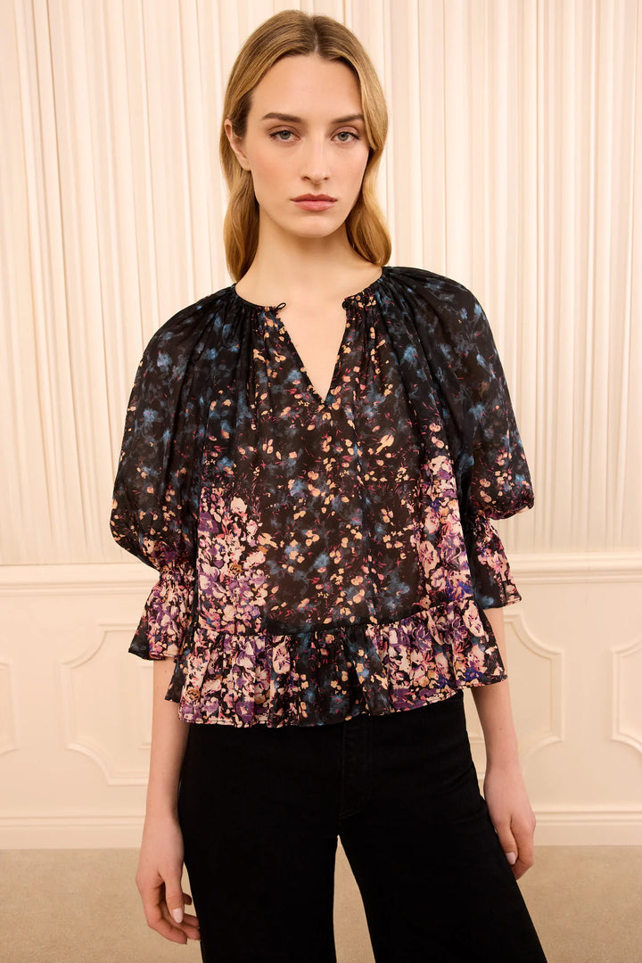 Elise Silk Blouse - Black Multi