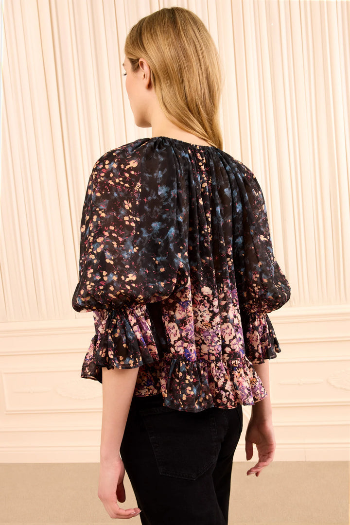 Elise Silk Blouse - Black Multi
