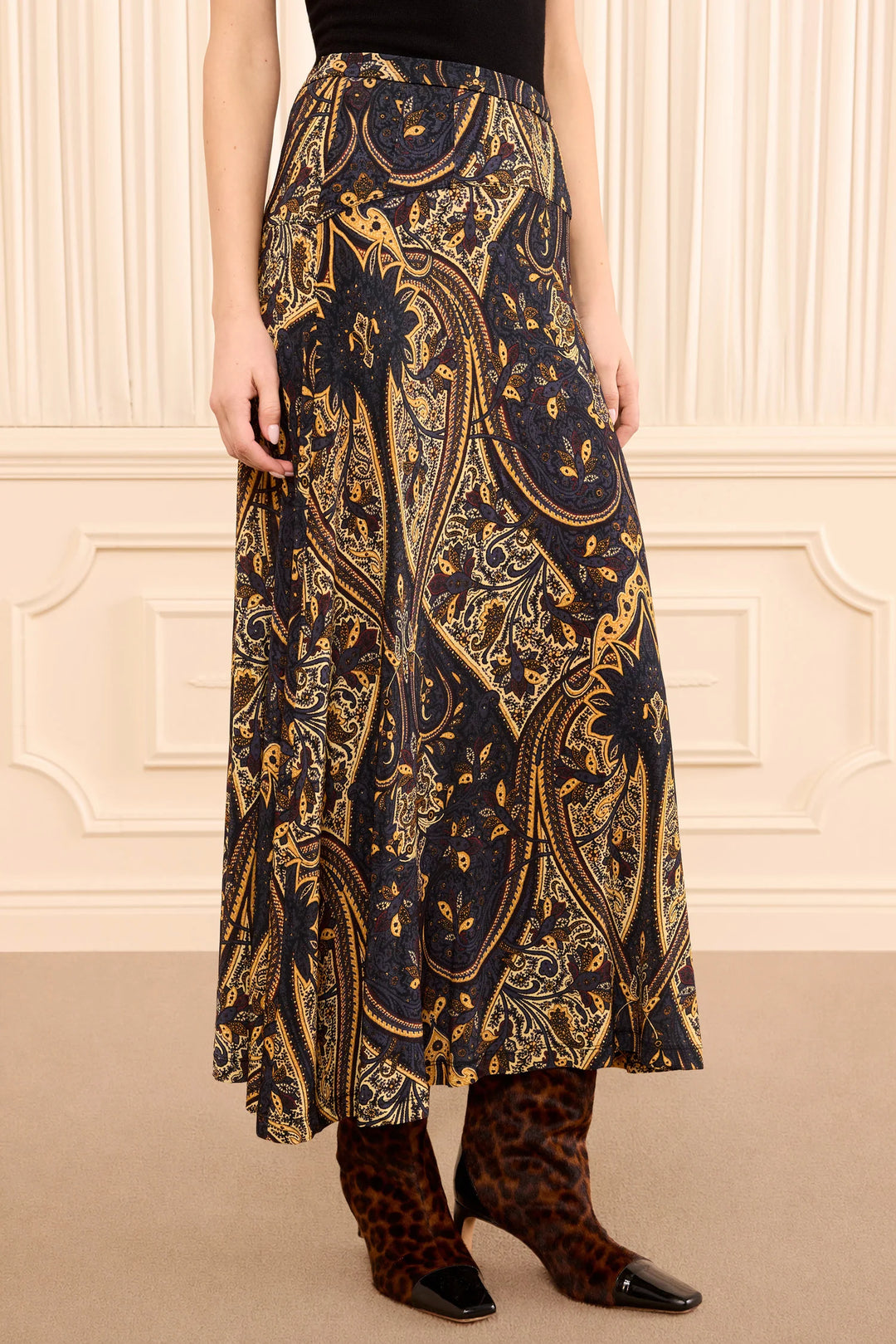 Paola Jersey Skirt - Black Multi