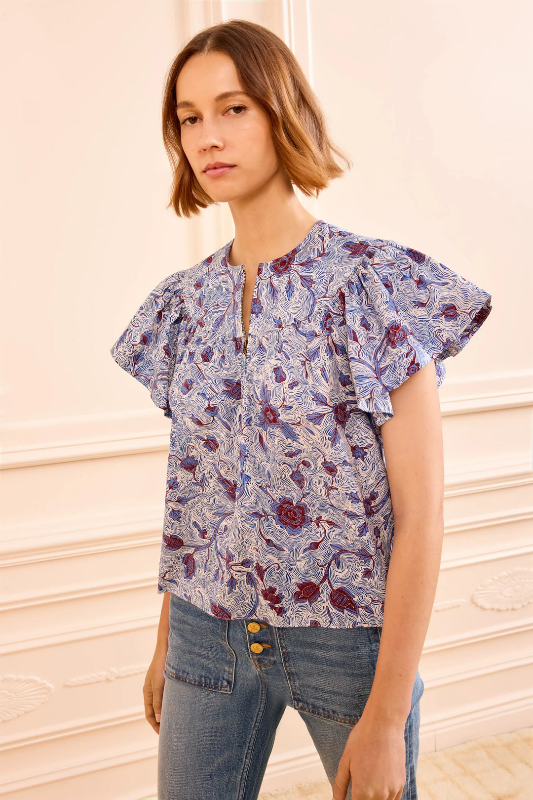 Perline Cotton Blouse - White Multi