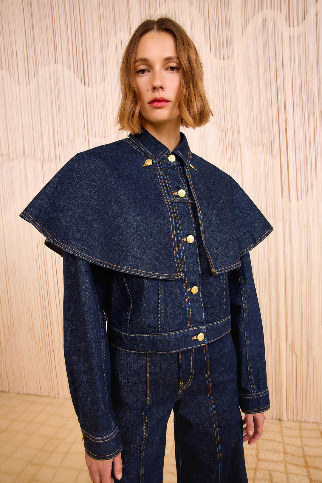 The Agata Denim Cape Jacket - Indigo Wash