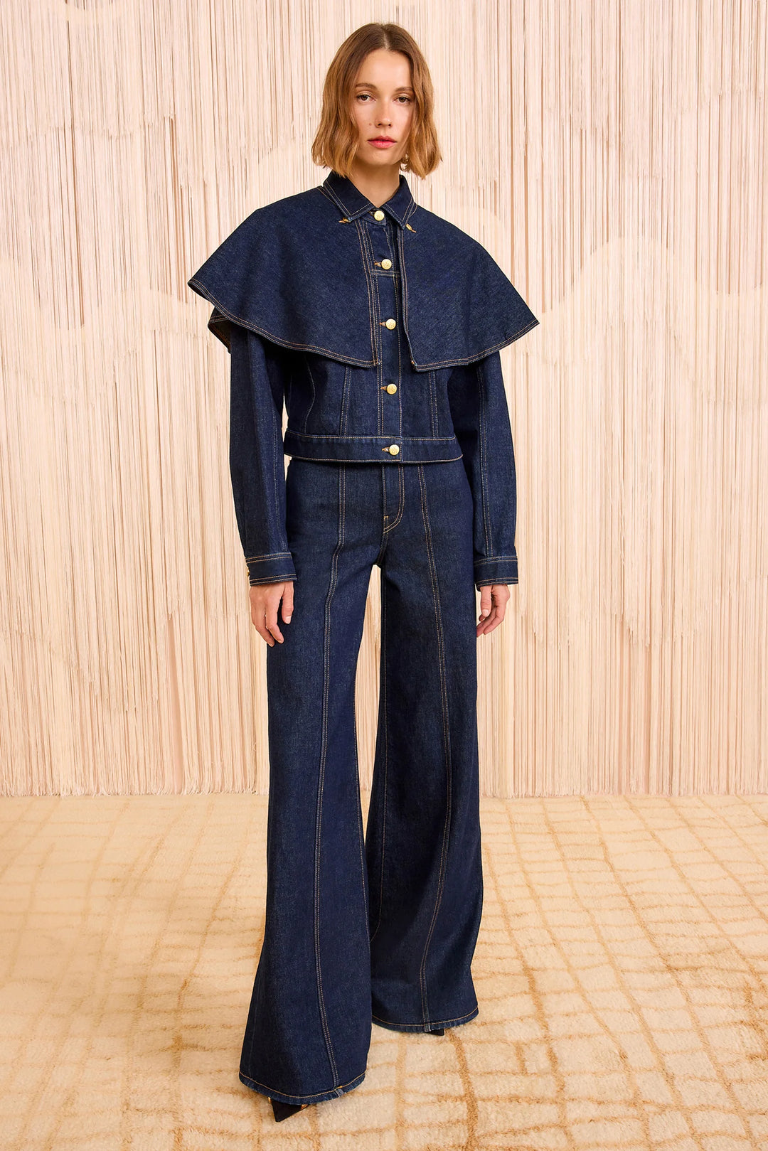 The Agata Denim Cape Jacket - Indigo Wash