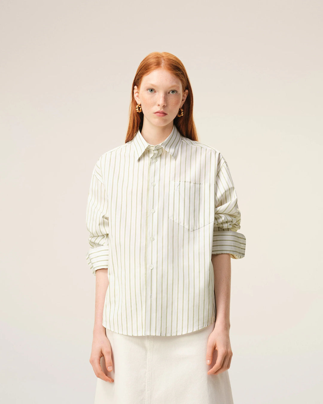 Boxy Long Sleeve Button Down - White