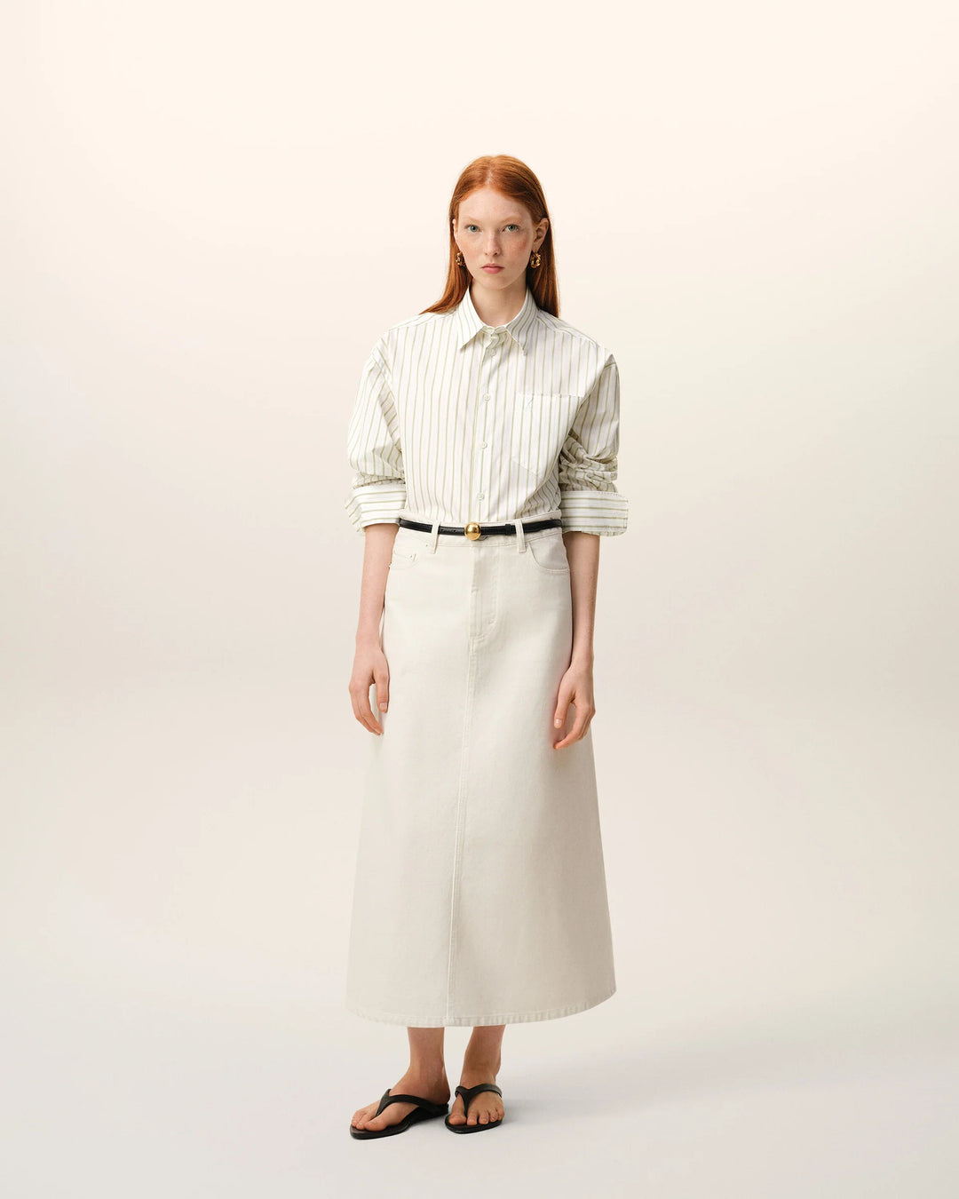 Boxy Long Sleeve Button Down - White