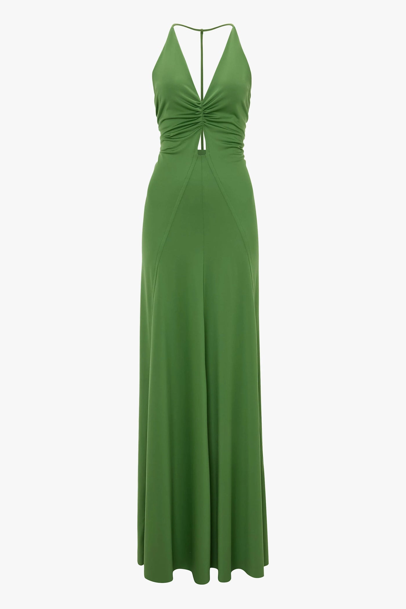 V-Neck Ruched Cami Gown - Algae