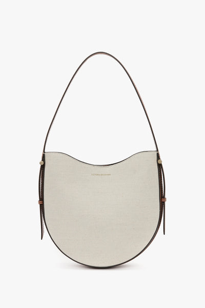 Medium Dia Hobo Bag - Ivory Canvas With Tan Leather