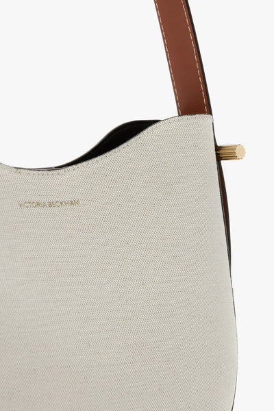 Medium Dia Hobo Bag - Ivory Canvas With Tan Leather