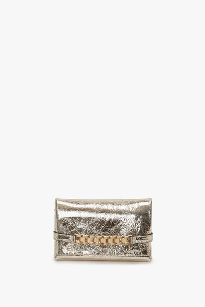 Mini Chain Pouch With Long Strap - Gold Leather