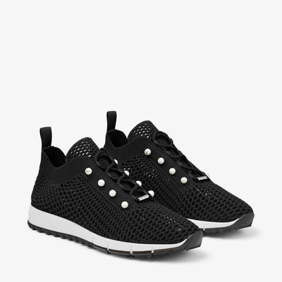 Veles Crochet Knit Low-Top Trainers - Black with Pearls