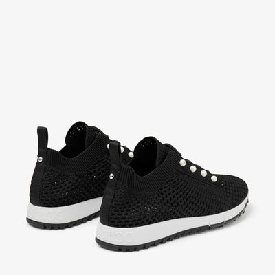 Veles Crochet Knit Low-Top Trainers - Black with Pearls