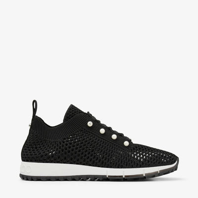 Veles Crochet Knit Low-Top Trainers - Black with Pearls