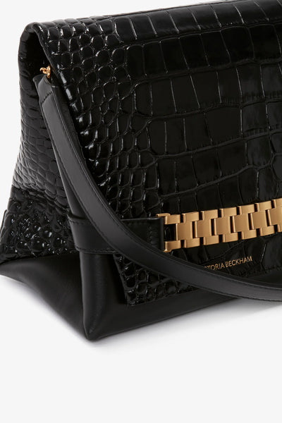 Chain Pouch With Strap In Croc-Effect Leather - More Colors Available