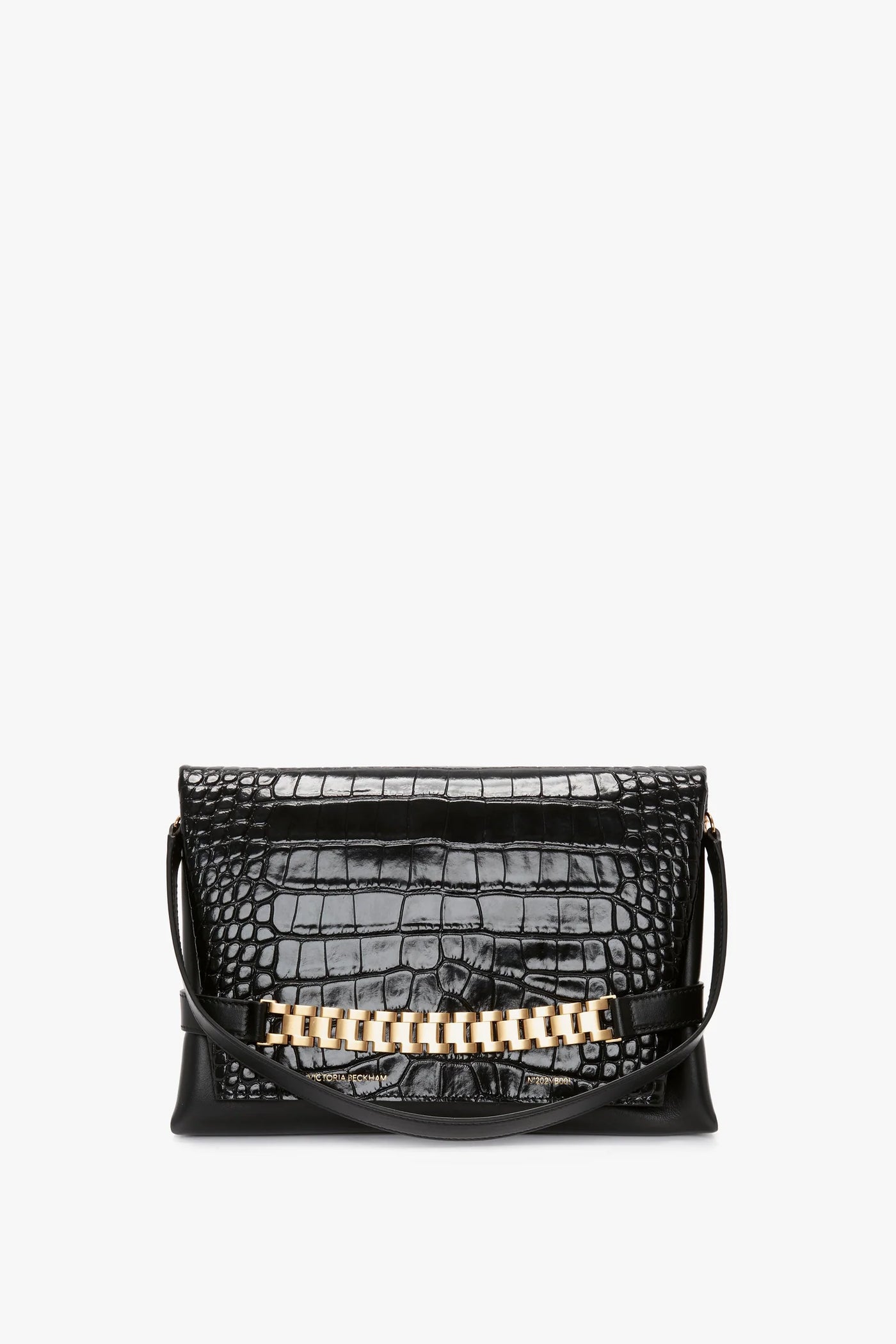 Chain Pouch With Strap In Croc-Effect Leather - More Colors Available