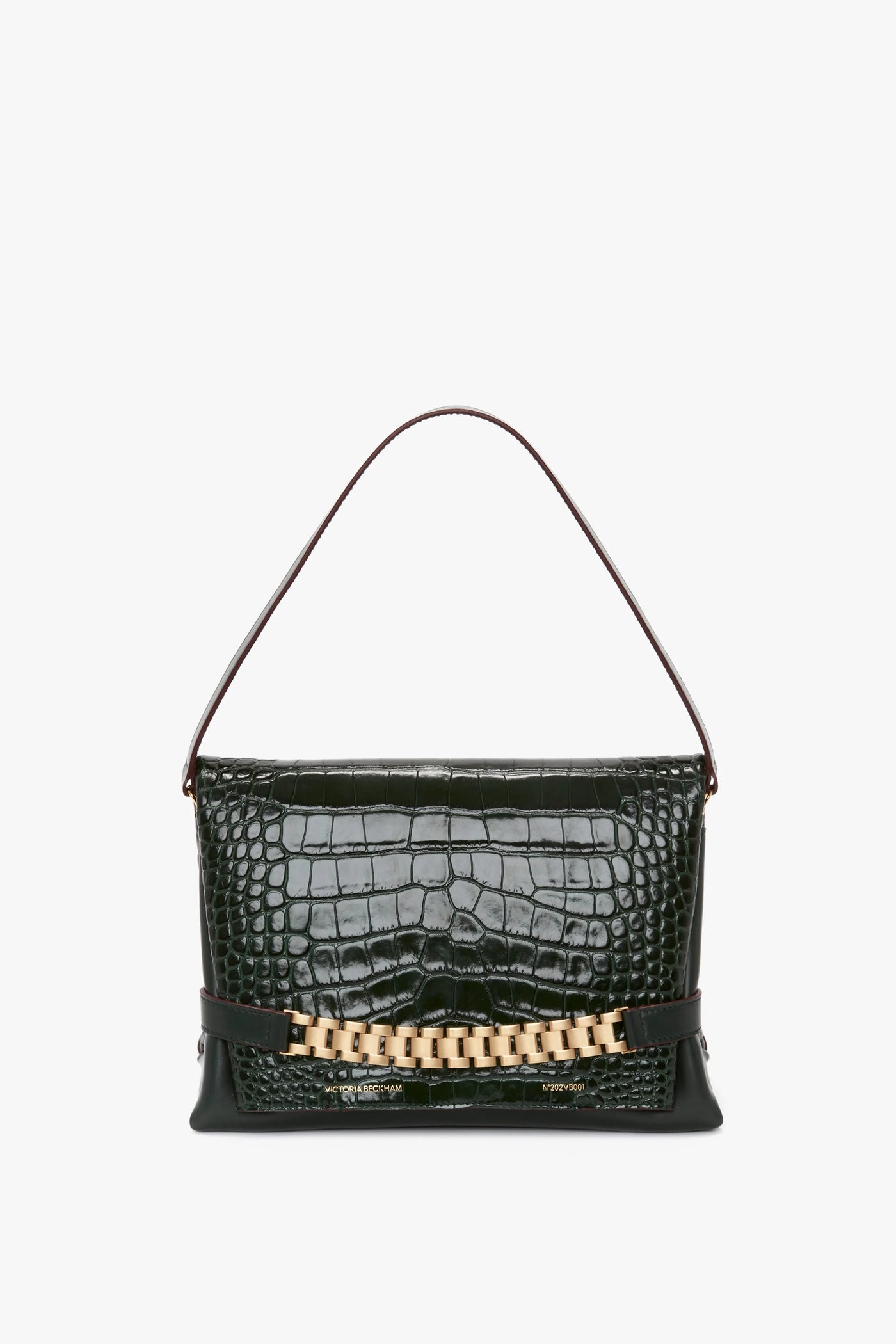 Chain Pouch With Strap In Croc-Effect Leather - More Colors Available