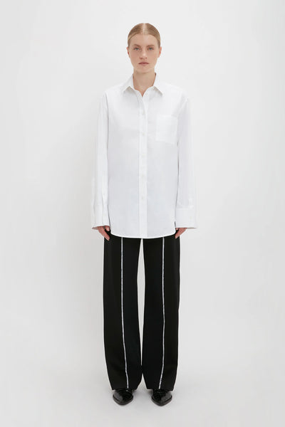 Cuff Detail Oversized Shirt - White