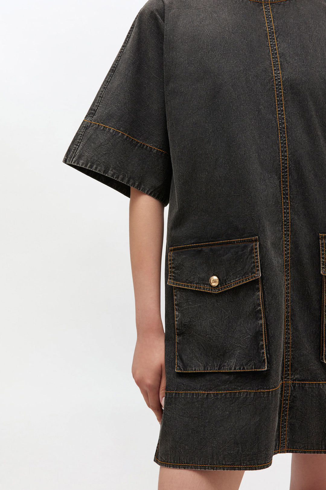 Washed Kimono Dress - Black