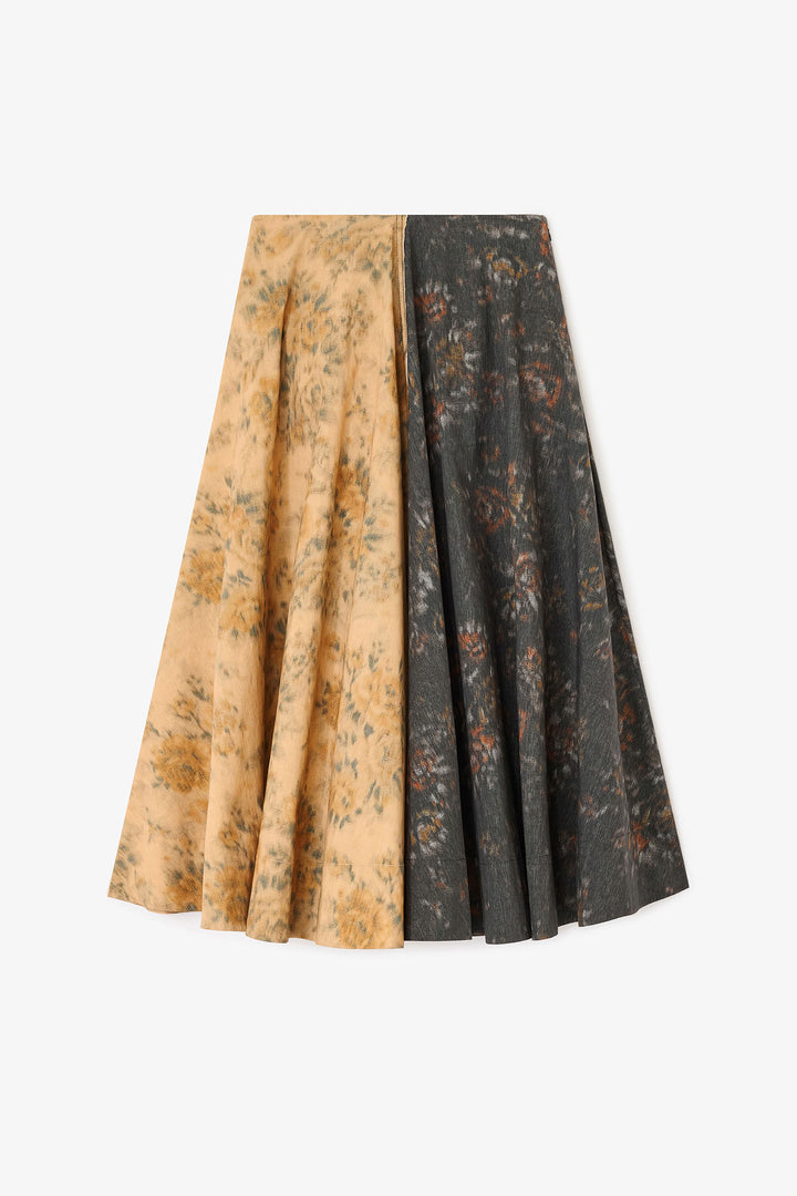 COTTON CIRCLE SKIRT - Black/Beige