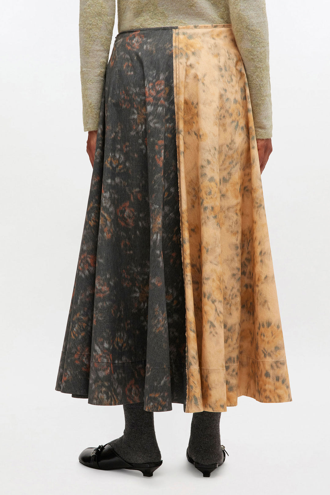 COTTON CIRCLE SKIRT - Black/Beige