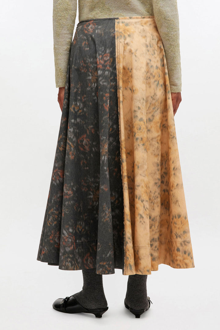 COTTON CIRCLE SKIRT - Black/Beige