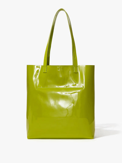 Walker Tote in Patent Leather - Chartreuse
