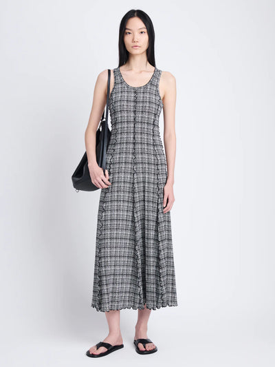 Matilda Dress in Painted Grid Jersey - Black/White Multi