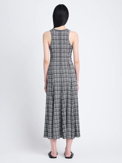 Matilda Dress in Painted Grid Jersey - Black/White Multi