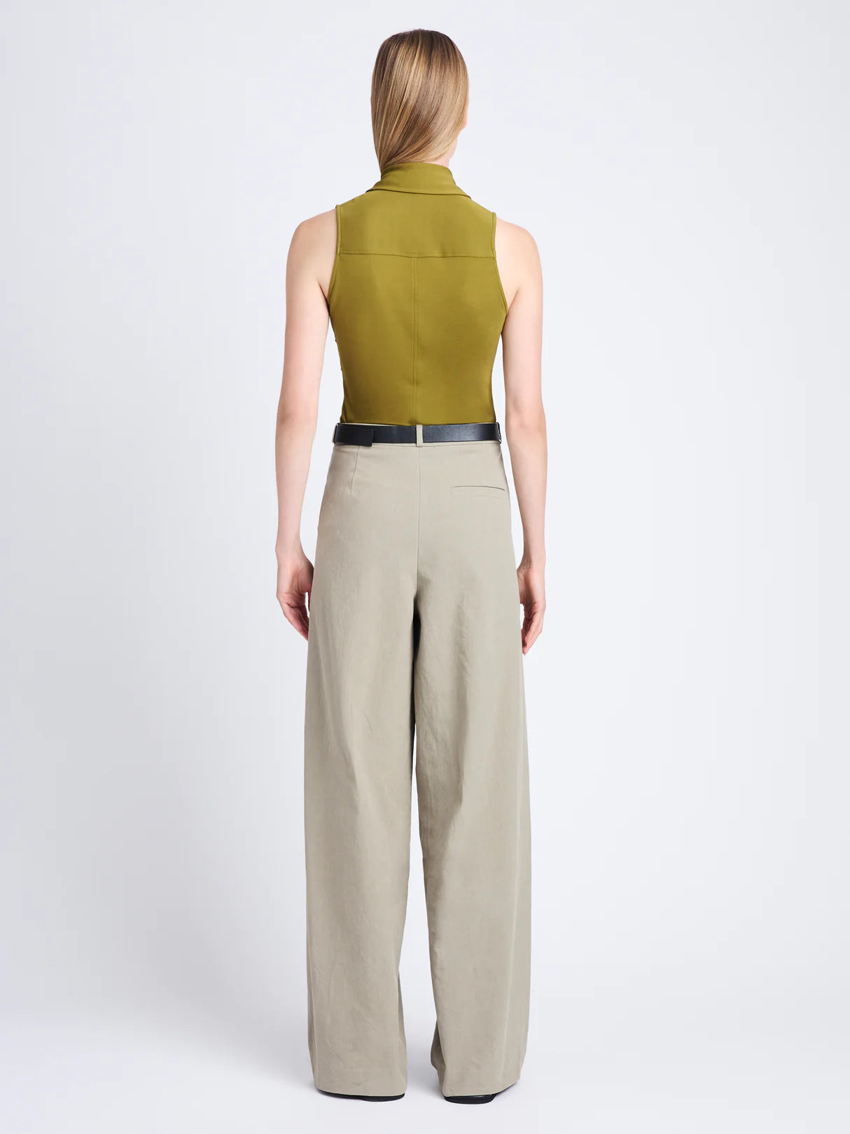Florence Ruched Top in Matte Crepe Jersey - Olive