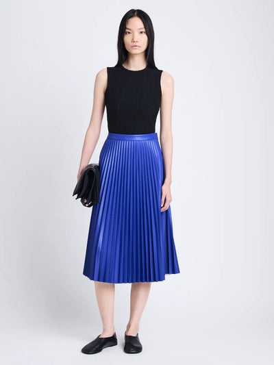 Daphne Skirt in Faux Leather - Sapphire
