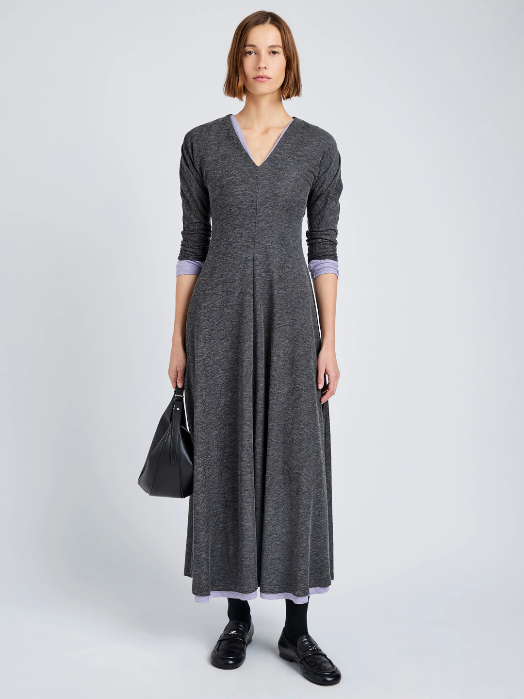 Livia Dress in Wool Jersey - Coal Melange