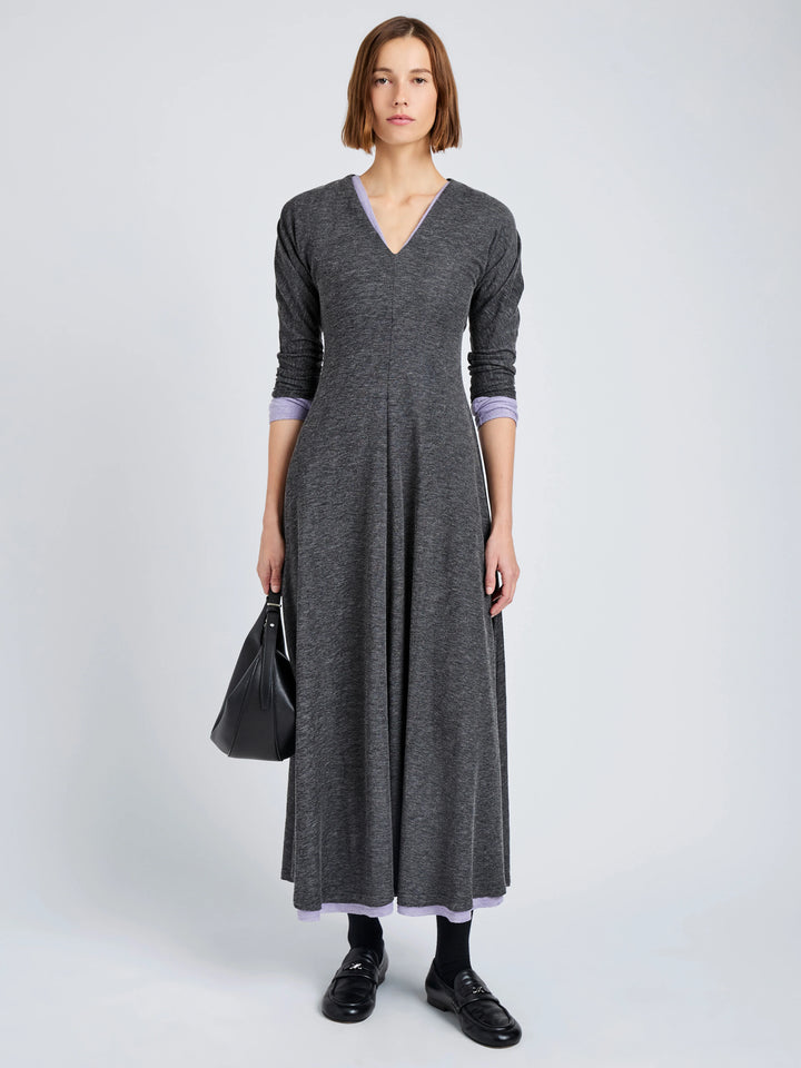 Livia Dress in Wool Jersey - Coal Melange